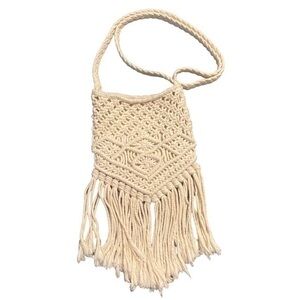 Boho Style Macrame Fringe Crossbody Bag “free people” vibe